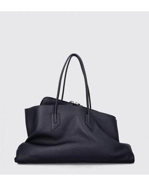 The Attico La Passeggiata Hammered Calfskin Leather Shoulder Bag - Blue