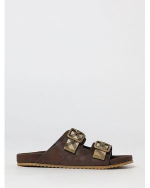 Burberry Check Embossed Suede Sandal - Brown