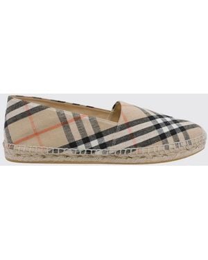 Burberry Mews Linen Blend Espadrilles With Vintage Check Print - Natural