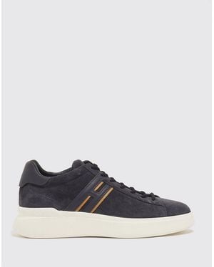 Hogan Baskets En Daim À Patch Logo - Blue