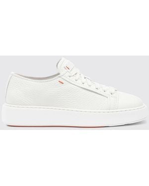 Santoni Hammered Leather Trainers - White
