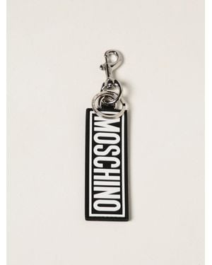 Moschino Leather Keyring With Logo - White