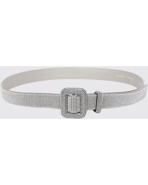 Benedetta Bruzziches Satin Belt With Crystal Jewelled Buckle - Grey