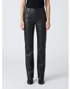 FRAME Pantalones Slim Fit De Talle Medio Modelo The Cigarette En Piel De Cordero - Negro