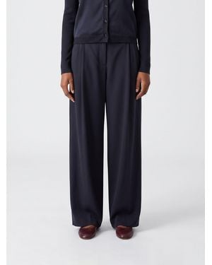 Max Mara High-Waisted Wide-Leg Viscose Blend Pants With Pleats - Blue