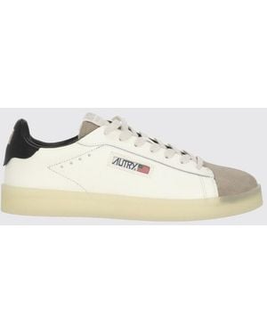 Autry Dallas Low Bicolor Calfskin Sneakers With Padded Ankle - Natural