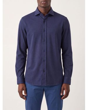 Brunello Cucinelli French Collar Cotton Shirt With Long Sleeves - Blue