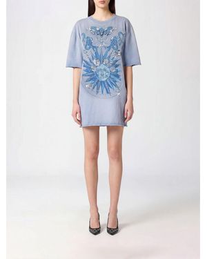 Philipp Plein Butterfly Tattoo Mini Sheath Dress - Blue