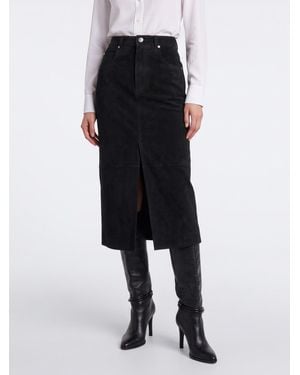 Isabel Marant Bisane High-Waisted Cotton Midi Pencil Skirt - Black