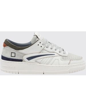 Date Torneo Leather And Suede Low-Top Sneakers With Perforated Toe - White