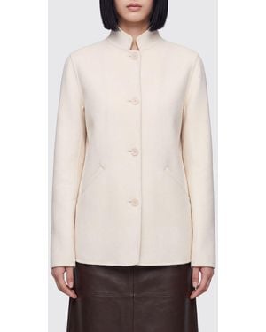 Aspesi Single-Breasted Wool Short Coat With Mandarin Collar - White