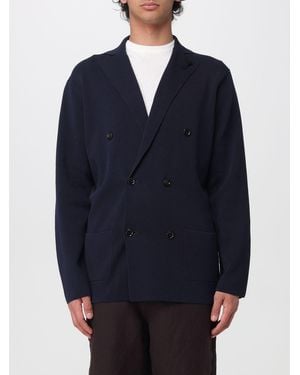 Lardini Double-Breasted Cotton Knit Jacket - Blue