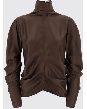 The Row Miles Draped Silk-Twill Top - Brown