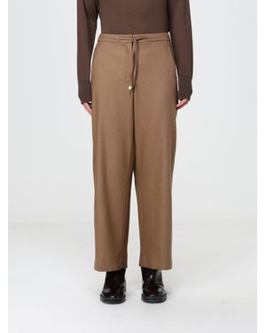 Max Mara Wide-Leg Pure Wool Pants With Drawstring Waist - Natural