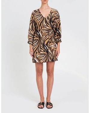 Twinset Viscose Blend Mini Dress With Print - Natural