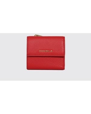 Coccinelle Metallic Soft Tri-Fold Wallet - Red