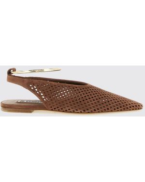 Jil Sander Perforated Suede Slingback Ballet Flats - Brown