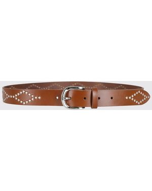 Isabel Marant Liliana Leather Belt With Diamond Studs - White