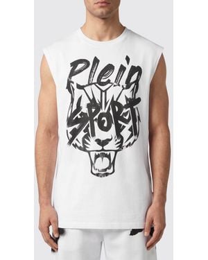 Philipp Plein Cotton Tank Top With Contrasting Graphic Logo Print - White