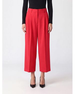 Elisabetta Franchi Pantaloni Cropped A Vita Alta - Rosso