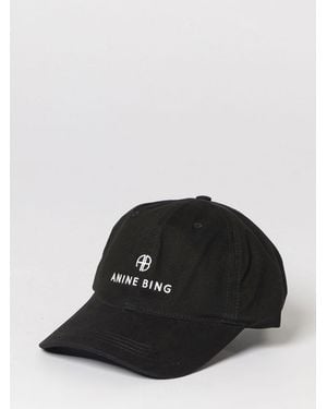 Anine Bing Jeremy Cotton Twill Hat With Embroidered Logo - Black