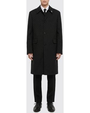 Gucci Single Breasted Polyester Coat - Black