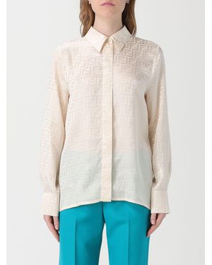 Fendi Silk Shirt With Ff Motif - Natural