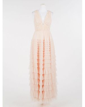 Twinset Tiered Tulle Long Dress - Pink