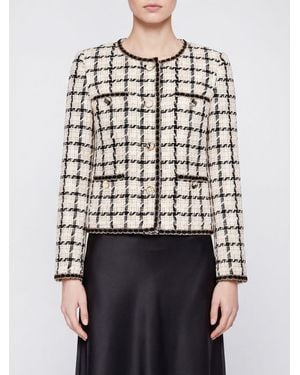 Twinset Check Bouclé Cropped Blazer With A Single-Breasted Fastening - White