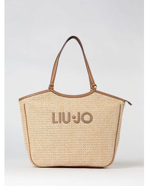Liu Jo Raffia Bag With Logo - Natural