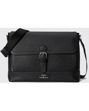 Polo Ralph Lauren Sac À Bandoulière En Cuir Grainé - Noir
