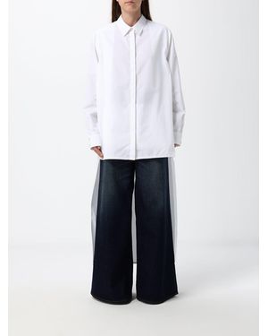 Alaïa Camisa Asimétrica De Popelina De Algodón De Corte Relajado - Blanco
