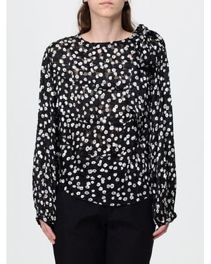 Isabel Marant Firma Floral Print Silk Blend Blouse With Long Sleeves - Black