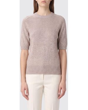 Allude Jersey De Cuello Redondo De Cachemira De Manga Corta Con Bajo Acanalado - Multicolor