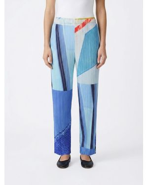 Pleats Please Issey Miyake Pleated Polyester Trousers - Blue