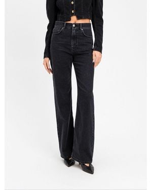 Twinset High-Waisted Wide Leg Jeans - Black