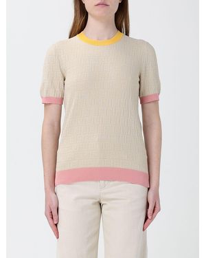 Fendi Cotton And Silk Crew Neck Pullover - Natural