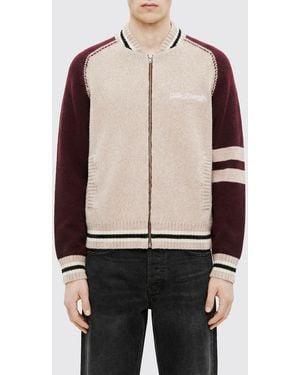Golden Goose Wool And Cashmere Bomber Jacket With Logo - Natural