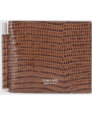 Tom Ford Bifold Leather Wallet With Money Clip And Eight Card Slots - Brown