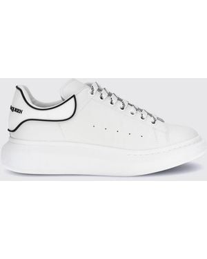 McQueen Oversize Calf Leather Trainers With Rear Logo And Chunky Sole - White