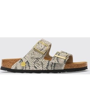 Birkenstock Arizona Python Print Suede Sandals With Buckles - White