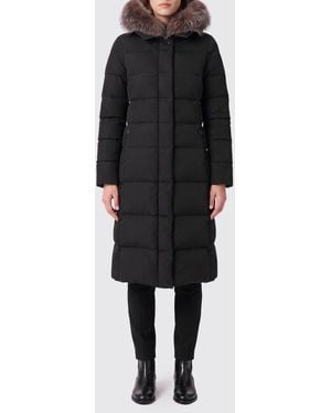 Moorer Long Waterproof Quilted Nylon Down Jacket With Shearling Hood - Black