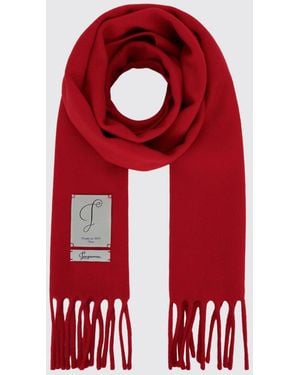 Jacquemus Colour-Block Wool-Blend Scarf With Fringes And Applied Logo - Red