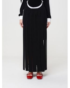 Moschino Falda Midi De Lana - Negro