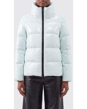 Herno Kurze Kapuzen-Daunenjacke Aus Gestepptem Nylon Mit Reißverschluss - Blau