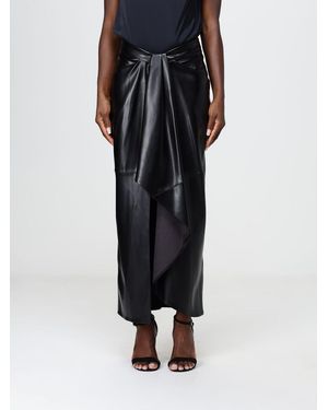 Hanita High-Waisted Asymmetrical Midi Skirt - Black