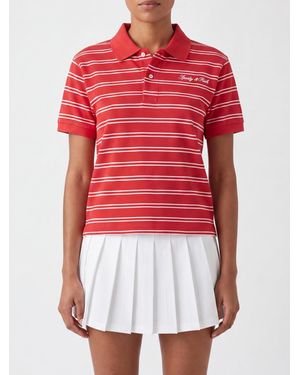 Sporty & Rich Sporty &Amp Rich Striped Cotton Polo With Embroidered Contrast Logo