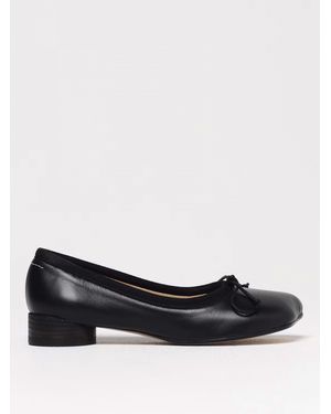 パンプス MM6 MAISON MARGIELA BLACK LEATHER FLATS Black Anatomic Slip-on Ballerina Flats by MM6 Maison