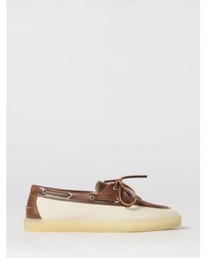 COPENHAGEN Paia Leather And Cotton Canvas Boat Loafers - Natural