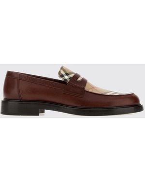 Burberry Pembroke Vintage Check Leather And Cotton Penny Loafers - Brown
